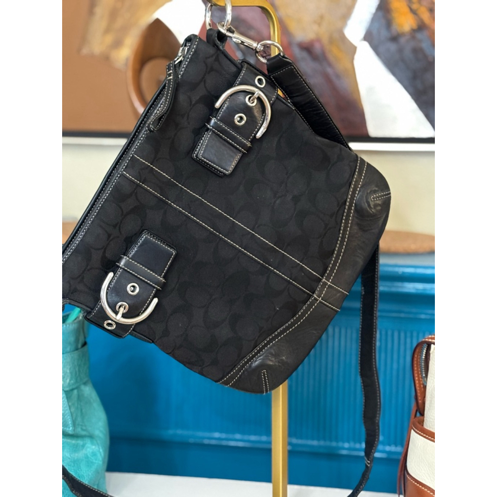 Coach Black Signature Canvas Shoulder Bag - Picture 1 of 6